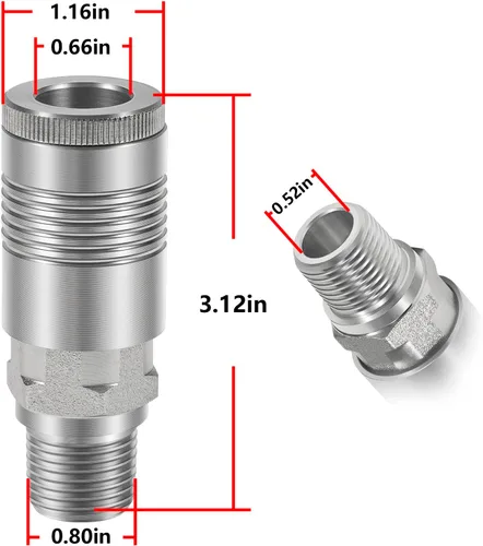 Vista 4 de S-1816 Acopladores estilo MNPT G de 1/2" para aplicaciones que requieren más de 60 SCFM - 5 PAQUETES