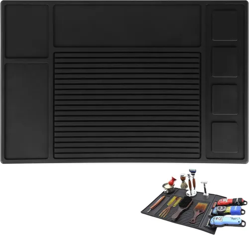 Vista 8 de yeesport Tapete organizador de herramientas de peluquería, almohadilla de silicona flexible para herramientas de peluquería, almohadilla magnética