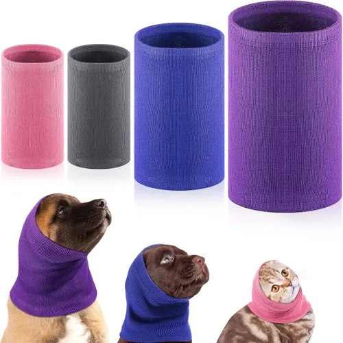 Vista 7 de Saintrygo 4 piezas de fundas para orejas de perro, a prueba de sonido, para ladrar y bañarse, bufanda de invierno cálida para calmar