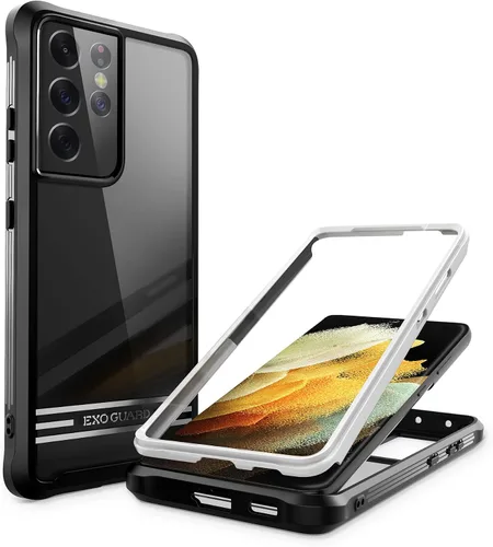 Vista 11 de ExoGuard Funda para Samsung Galaxy S21 5G con protector de pantalla, doble capa de protección de cuerpo completo Funda transparente para Samsung S21