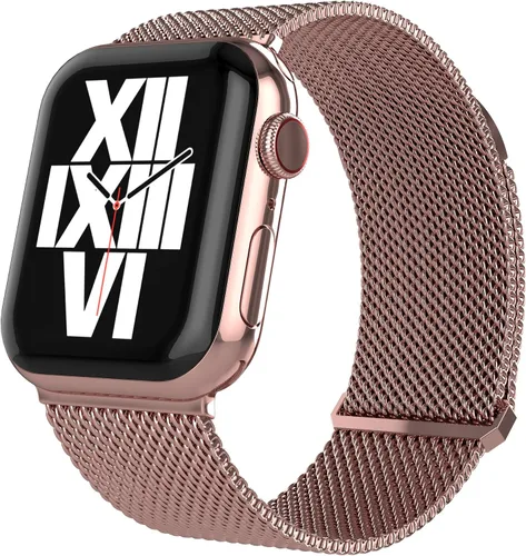 Vista 9 de TALK WORKS - Correa de reloj extensible compatible con la serie Apple Watch, cierre magnético, correa de malla de acero inoxidable de ajuste cómodo