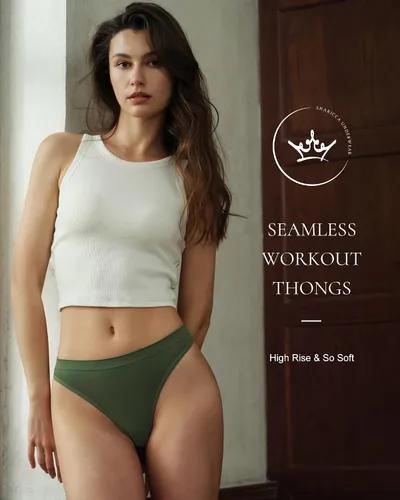 Vista 3 de SHARICCA - Tangas sin costuras para mujer, sexy, transpirables, sin rastros, ropa interior, mujer, paquete múltiple