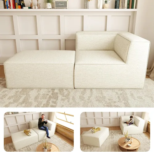 Vista 22 de Sofá Seccional Modular de 38", Juego de Asientos de Sofá Convertible en Cubo Comprimido, Combina Forma de L y Forma de U, Ensamblaje Fácil, Ahorro