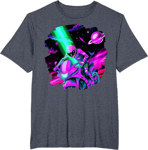 Vista 27 de Camiseta de motociclista espacial para motociclista astronauta, Negro, S
