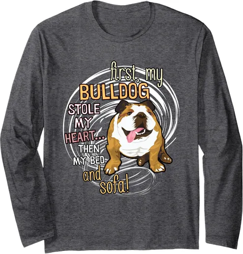 Vista 5 de Funny Bulldog Long Sleeve Tshirt for English Bulldog Lovers Negro