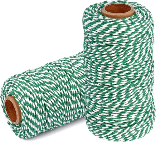 Vista 12 de Cuerda de Hilo de Algodón para Panaderos: 2 Rollos de Cordel para Manualidades Envolver Regalos - 656 Pies de Cordel Negro Blanco para Cocina