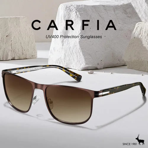 Vista 2 de CARFIA Gafas de sol polarizadas de lujo para hombre con marco de metal chapado en dos tonos