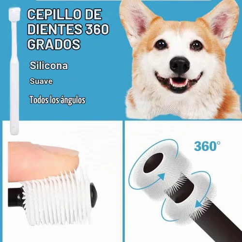 Vista 2 de Paquete de 8 cepillos de dientes pequeños para perros y gatos, cepillo de dientes para mascotas de 360º/mini cabeza/doble cabeza/10000 cerdas