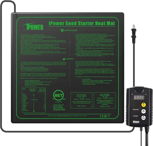 Vista 27 de iPower tapete térmico para plantón, tapete térmico hidropónico caliente con diseño impermeable duradero, estera de calor solamente, Negro