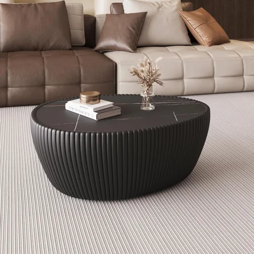 Vista 9 de Mesa de centro moderna, mesa de té central circular de 15.75 pulgadas, mesa de cóctel, mesas de centro redondas cilíndricas para sala de estar