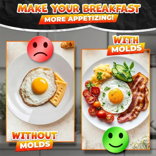 Vista 7 de Juego de moldes para panqueques de 5 piezas, acero inoxidable, asas plegables Pancake Molds for Griddle, 5 Shapes for Eggs, Omelets, Hash Browns &