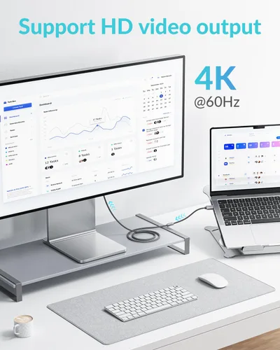 Vista 3 de PHIXERO Cable USB C a USB C de 240 W, aleación de zinc, 20 Gbps, 1.6 pies, negro