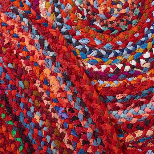Vista 28 de SAFAVIEH Alfombra trenzada de la colección – Alfombra redonda de 3 pies, color beige con detalles rosados, algodón hecho a mano, estilo cabaña