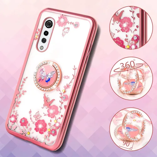 Vista 3 de nancheng Funda para LG Velvet 5G de 6.8 pulgadas, bonita funda de silicona suave rosa para niñas y mujeres con soporte protector para LG Velvet 5G