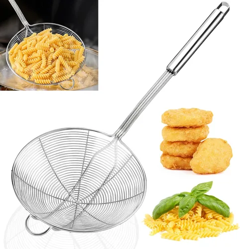 Vista 8 de Yimi Skimmer Cucharón Ranurado, Acero Inoxidable 304 Duradero para Cocinar Freír Colador, Cuchara Grande Antioxidante Colador de Cocina