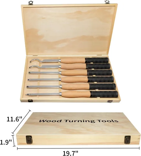 Vista 6 de Juego de herramientas de torneado de madera con punta de carburo de tamaño completo con mango de goma 6pcs Roughing and Finishing Swan Neck