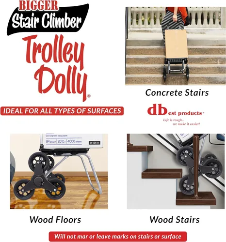 Vista 5 de dbest products - Carro de compras más grande para escaleras Trolley Dolly, plegable para compras de comestibles, color negro, apto