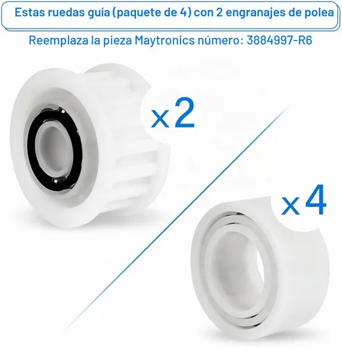 Vista 2 de Kit de ruedas guía y engranajes de polea para Maytronics Dolphin