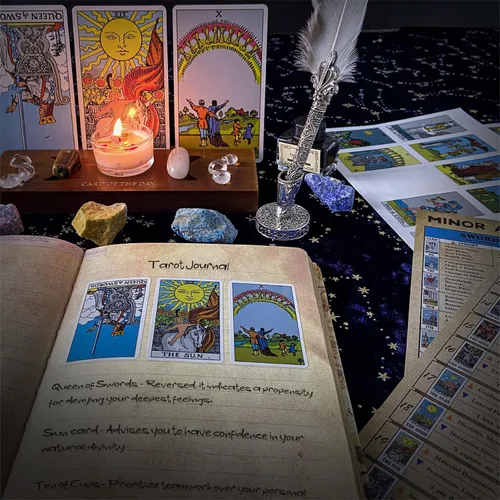 Vista 5 de Joyppy 336 piezas de adhesivos de tarot - 6.3 cm x 3.6 cm (2.5" x 1.4") - 4 juegos de adhesivos de cartas de tarot completos RWS para diario