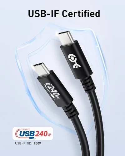 Vista 4 de Cable Matters [Certificado USB-IF] Cable USB C de 240W - 6.6 pies, hasta [240W de carga, 480Mbps], sin soporte de video, Cable de carga USBC/Cable