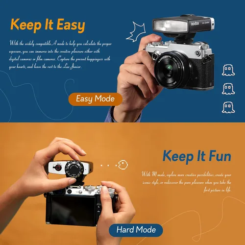 Vista 8 de Flash Godox Lux Junior para Canon/Sony/Fujifilm/Nikon/Panasonic/Olympus, GN12 con 7 niveles de potencia de flash, control óptico S1/S2, flash