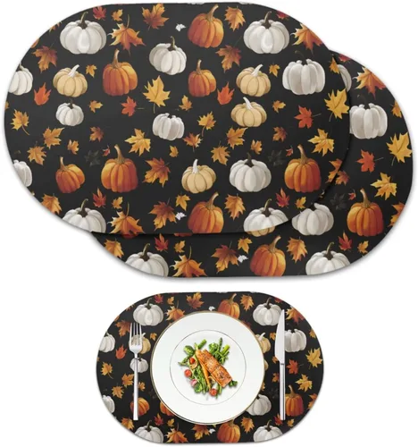 Vista 36 de Buteterfly - Juego de 2 manteles individuales con diseño ovalado, impermeables, lavables, resistentes al calor, decoración del hogar, cocina