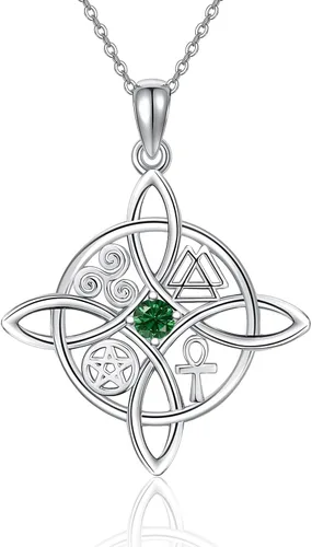 Vista 42 de YAFEINI Collar con dije de nudo de bruja de plata de ley, amuleto de bruja de cruz celta, regalo para mujer
