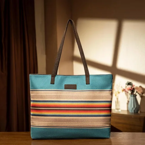 Vista 3 de Montana West Wrangler - Bolso de mano para mujer, de lona, bolso azteca