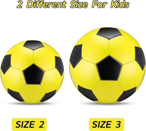Vista 3 de Deekin 2 pelotas de fútbol de interior para niños, tamaño 2, tamaño 3, con bomba de inflador, regalo deportivo para entrenamiento y práctica