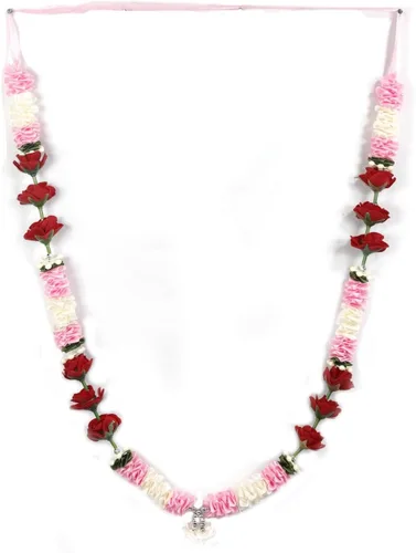 Vista 3 de ASHIRWAD Guirnalda de flores artificiales de 9 pulgadas, cinta de cuentas, pequeña estatua de ídolo grande mala, artículos indios Pooja Diwali Puja