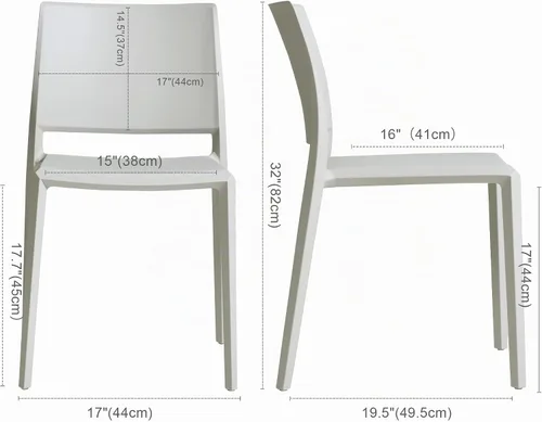 Vista 3 de LESHI Silla de comedor moderna apilable de plástico con respaldo sin brazos para comedor, sala de estar, jardín, patio, balcón, escritorio