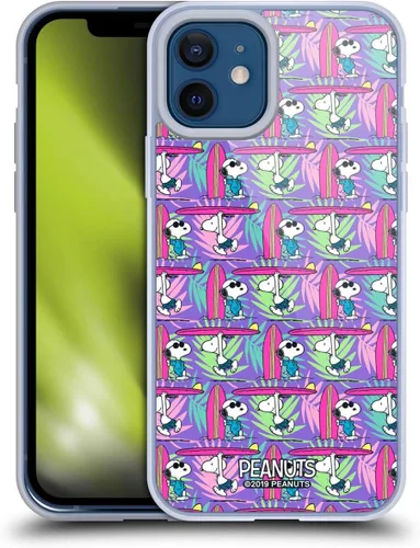 Vista 70 de Head Case Designs Funda de gel suave con licencia oficial de Peanuts Tropical Surf Snoopy Aloha Disco compatible con Apple iPhone 13 Mini Surf
