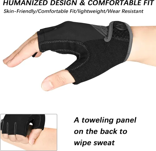 Vista 4 de MOREOK Cycling Gloves Bike Gloves for MenWomen-5MM Gel Pad Half Finger Bicycle Biking Gloves for CyclingWeight LiftingGymMotorcycleRowingOutdoor