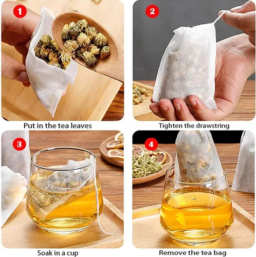 Vista 3 de 400 bolsas de filtro de té desechables para té suelto, material de pulpa de madera, biodegradables y compostables, bolsitas infusoras de té vacías