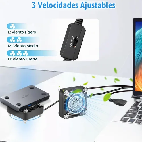 Vista 3 de GDSTIME Ventiladores USB duales de 1.575 in con control de 3 velocidades 5V
