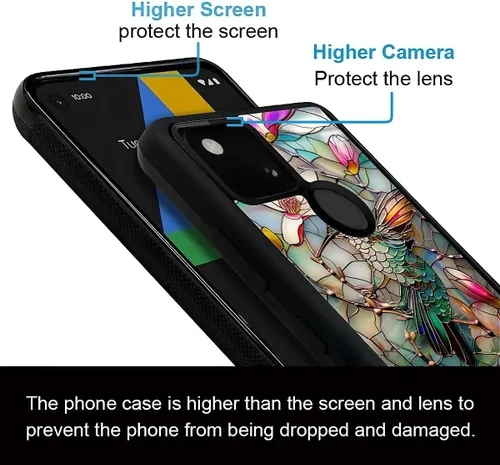 Vista 3 de Compatible con Google Pixel 4A 5G Mobile Case Creative Acrylic Panel trasero Silicona Protección Grip especialmente diseñado para Google Pixel 4A 5G