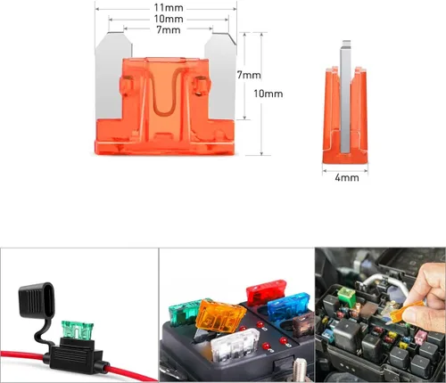 Vista 4 de Juego surtido de 24 fusibles de cuchilla de automóvil, fusibles de repuesto para automóviles, mini fusibles de hoja de perfil bajo para automóvil