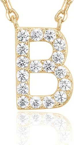 Vista 33 de PAVOI 14K White Gold Plated Cubic Zirconia Initial Necklace Letter Dainty Necklaces for Women