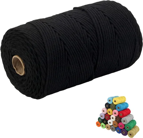 Vista 55 de Cordón de algodón para macramé, hilo torcido de 4 capas, cuerda de algodón natural, suministros perfectos de macramé, para hacer soportes colgantes