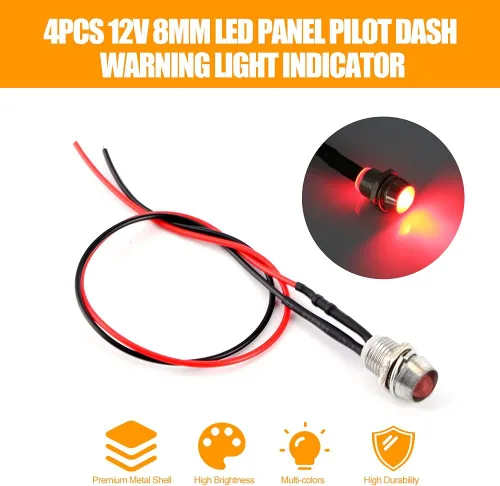 Vista 7 de Keenso 4 Piezas Luces Piloto LED de 12V, Lámpara Indicadora de 8mm (0.31 pulgadas) Luz Indicadora de Coche Furgoneta Barco Bombillas Piloto