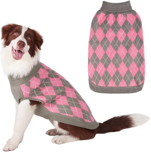 Vista 11 de PAWCHIE - Suéter para perro con agujero para correa para perros pequeños, clásico suéter de punto con cuello alto para clima frío, suéter de punto a