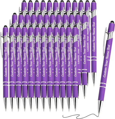 Vista 98 de 12 unidades de bolígrafos personalizados a granel con nombre grabado gratis, bolígrafos de bola personalizados con lápiz óptico, mensaje de texto