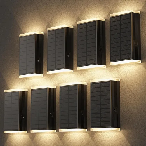 Vista 14 de Lámpara solar de pared para exteriores, 3000/4000/6000K, 3 modos de iluminación del atardecer al amanecer, aplique de pared IP67, impermeable