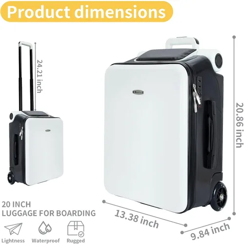 Vista 3 de LemoHome Equipaje expandible con ruedas giratorias, maletas grandes con diseño de asiento para niños, equipaje duro para mujeres y hombres, equipaje