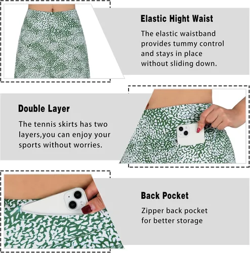 Vista 3 de beroy Faldas de falda de longitud media para mujer con 3 bolsillos, faldas modestas para mujer, falda pantalón de 24 pulgadas hasta la rodilla