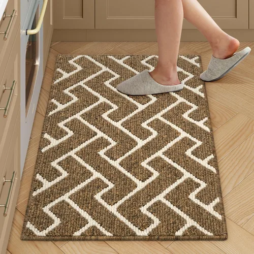 Vista 24 de Juegos de alfombras de cocina de 2 piezas - Alfombras de cocina antideslizantes coloridas para piso - Gruesas, alfombra decorativa de piso de cocina