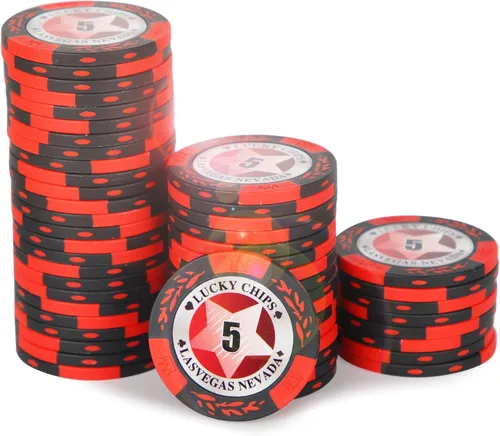 Vista 14 de ORIENGEAR Professional Poker Chips, 50 Pcs 14 Gram Composite Chips with Clear Denominations, Numbered Casino Chips for Blackjack, Roulette & Poker