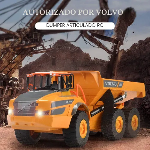 Vista 3 de DOUBLE E Excavadora de control remoto Volvo + camión volquete de juguete RC