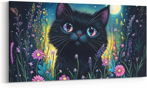 Vista 14 de Daisy Florals Wall Artwork Decor,Cartoon Blue Wildflowers Wall Painting for Boys Girls Women,Retro Country Style 38" Lx19 W