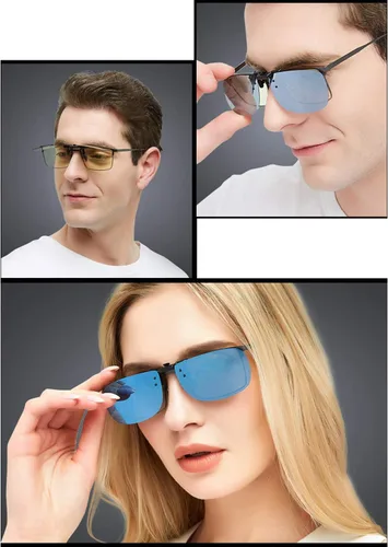 Vista 7 de FRAZALA Gafas de sol polarizadas con clip antirreflejos, gafas de conducción para gafas graduadas